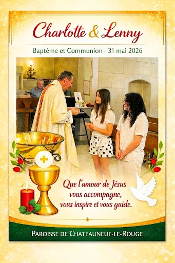 Affiche du baptême de Charlotte et Lenny