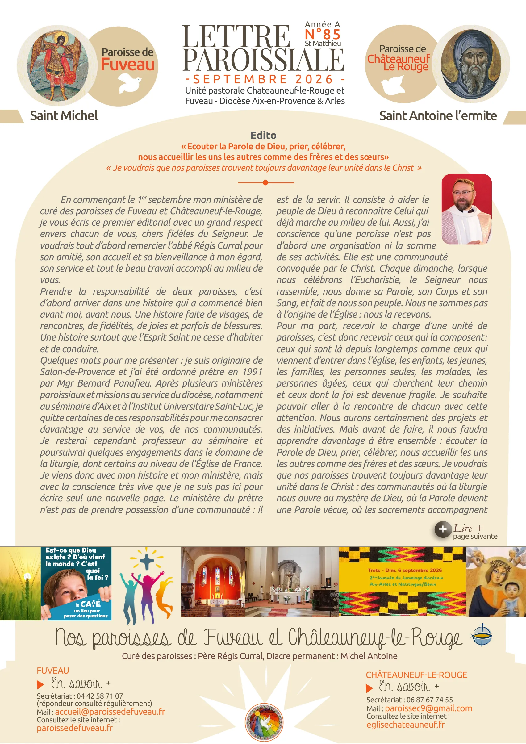 Page 1 de la lettre paroissiale de septembre 2026