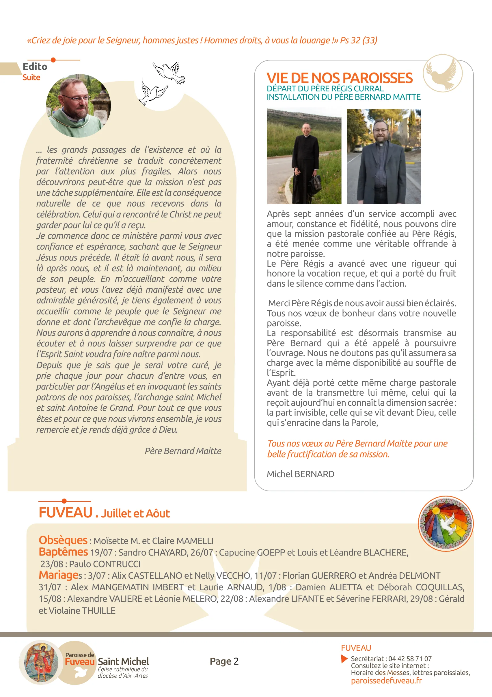 Page 2 de la lettre paroissiale de septembre 2026