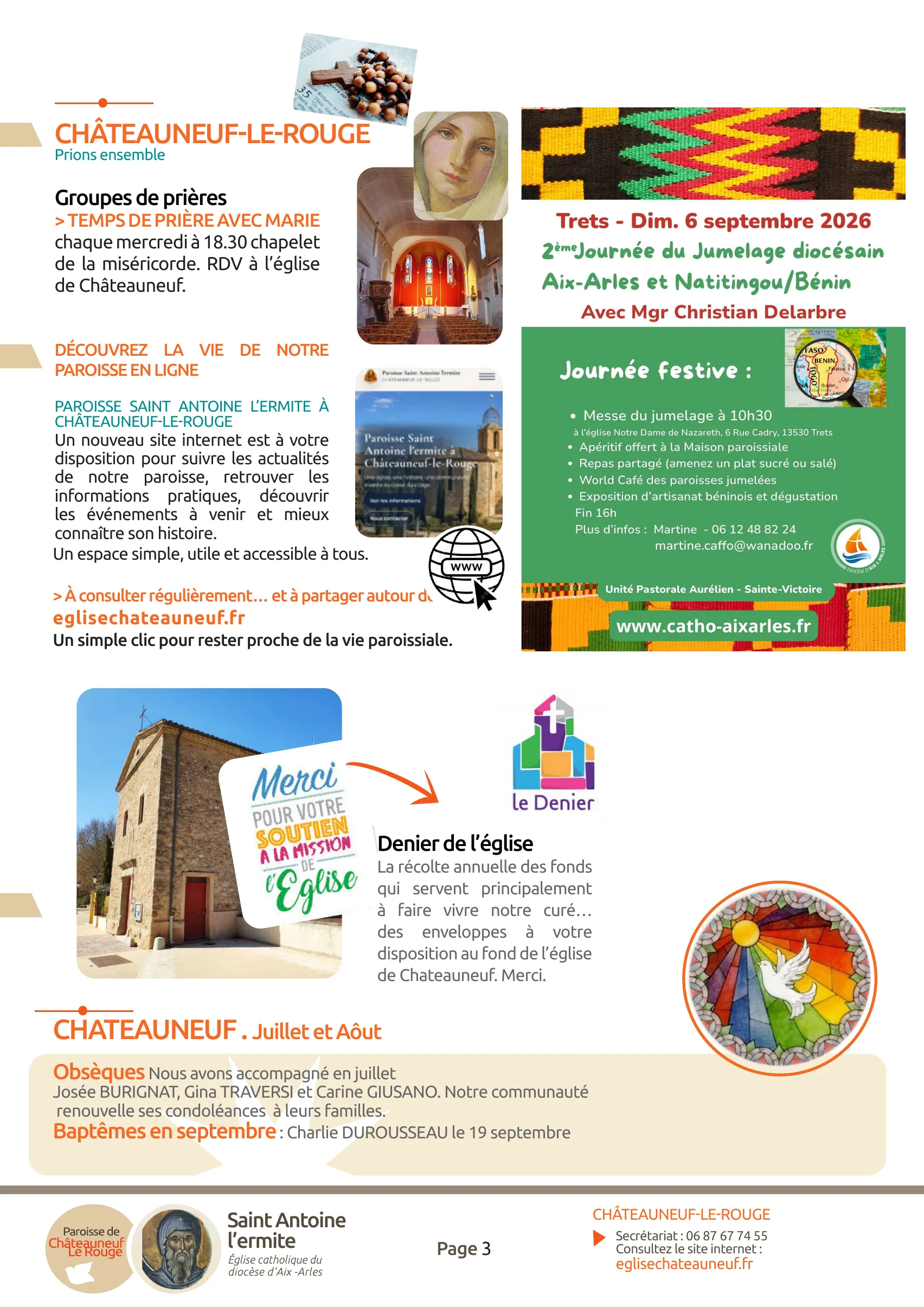 Page 3 de la lettre paroissiale de septembre 2026